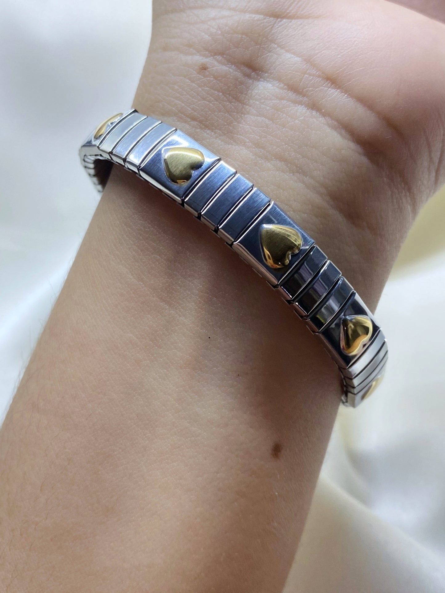 Pulserita corazones dorados - Acero inoxidable