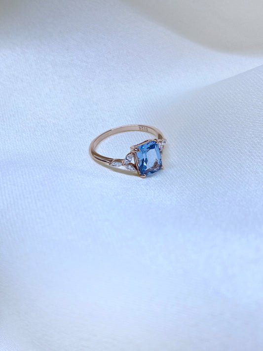 Anillo Valentina Sky Blue Rose gold