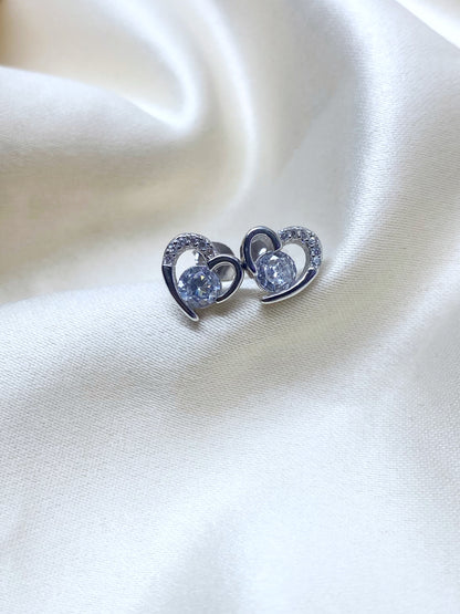 Aretes corazón y circonia