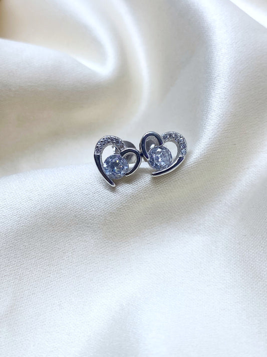 Aretes corazón y circonia