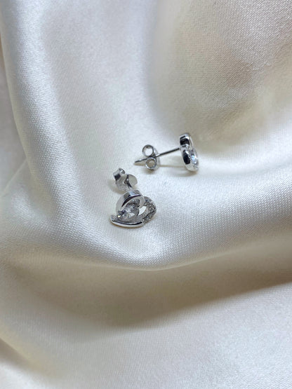 Aretes corazón y circonia